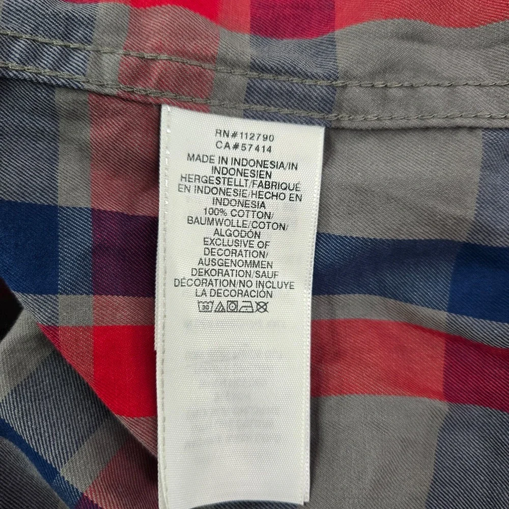 True Religion Men Button Up Shirt Large Red Plaid LS Utility READ